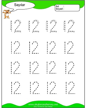 okul öncesi 1 sayısı çizgi çalışması